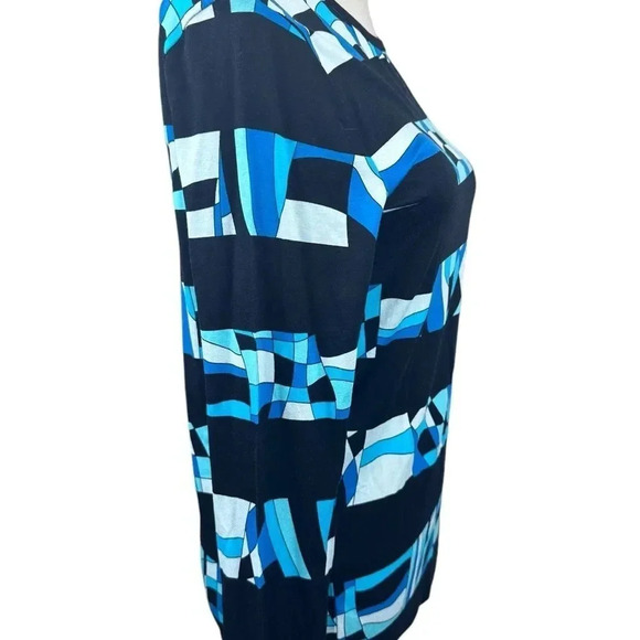 NWT Michael Kors black and blue window pane print long sleeve top size medium - Picture 5 of 10